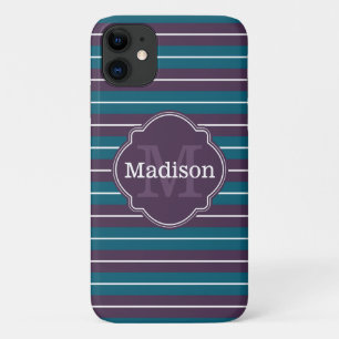 Case-Mate iPhone Case Nom du monogramme du Motif Turquoise de bande viol