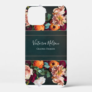 Case-Mate iPhone Case Nom du monogramme Élégant Floral Rustique Noir Coq