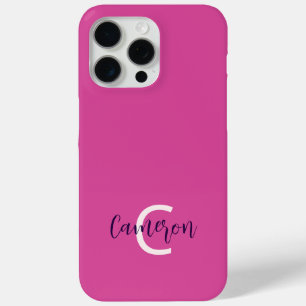 Coque iPhone 15 Pro Max Nom du monogramme Feminine Solide Rose