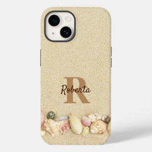 Coque Pour iPhone 14 Nom du monogramme Marches de sable