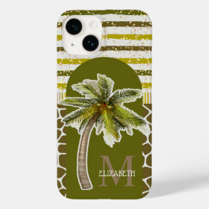 Coque Pour iPhone 14 Nom du monogramme Tropical