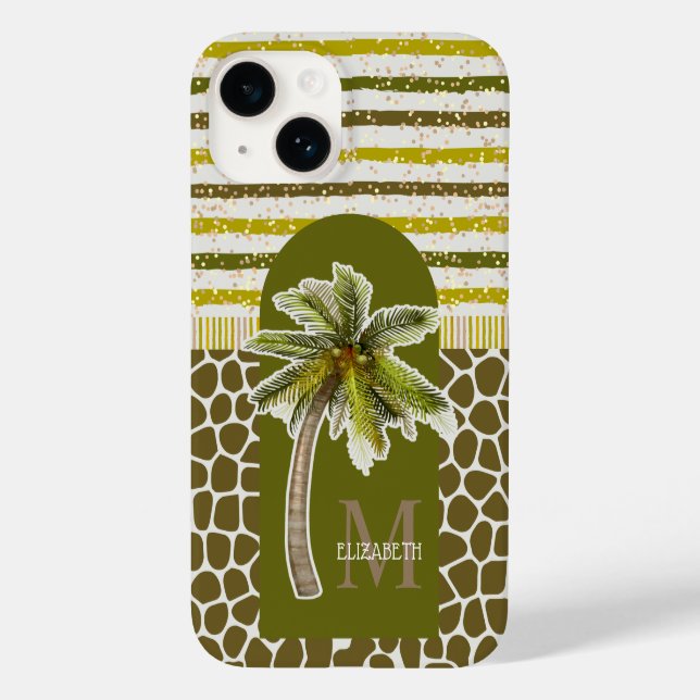Coques Case-Mate iPhone Nom du monogramme Tropical (Verso)