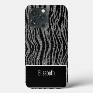 Case-Mate iPhone Case Nom du monogramme Zebra Print Black Silver Grey