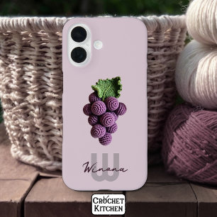 Coques iPhone 16 Nom du raisin à crochet minimaliste violet grand-m