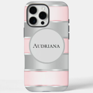 Coques iPhone 16 Pro Max Nom du ruban rose brillant Silver