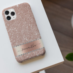 Coque Pour Pour iPhone 14 Pro Max Nom en calligraphie avec paillettes rose gold Diam