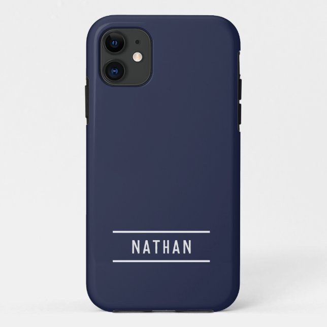 Coques Case-Mate iPhone Nom en gras | Simple Navy Blue (Dos)