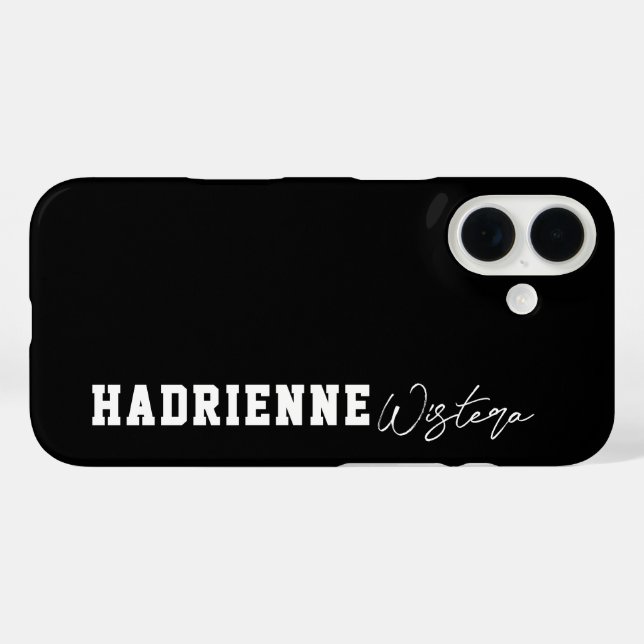 Coques Case-Mate iPhone Nom en script de monogramme de collège universitai (Verso (horizontal))