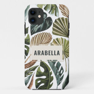 Case-Mate iPhone Case Nom et initiale personnalisés de la feuille tropic