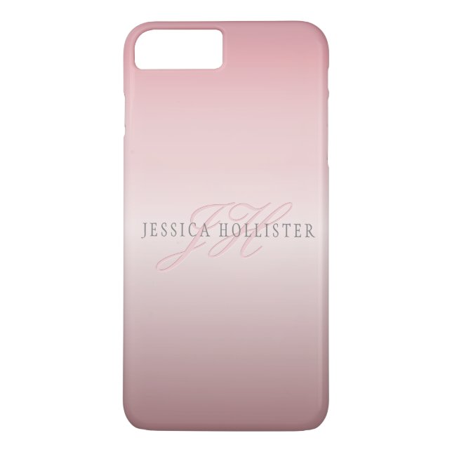 Coques Case-Mate iPhone Nom et monogramme | Soft FAUX Rose Gold Blush (Dos)