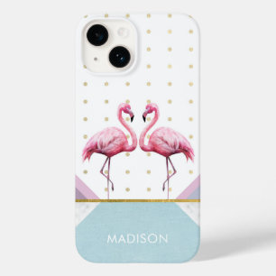Coque Pour iPhone 14 Nom féminin rose flamant moderne tendance
