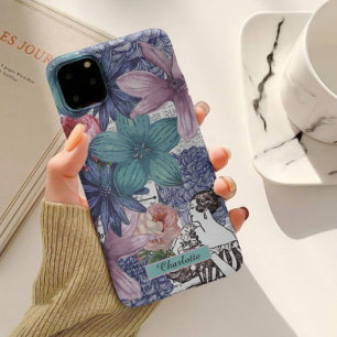 Coque Pour Pour iPhone 14 Pro Max Nom floral coloré vintage