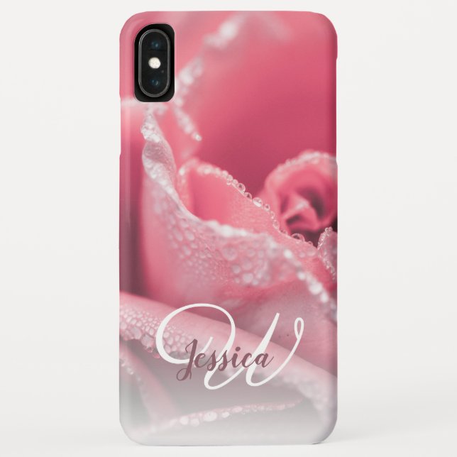 Coques Case-Mate iPhone Nom floral personnalisé d'or rose Girly (Dos)