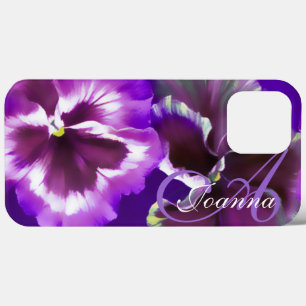iPhone 13 Pro Max Coque nom floral violet de pensée