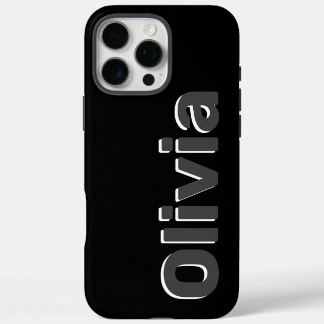 Coques Case-Mate iPhone Nom Gras Moderne Simple Noir & Gris (Verso)