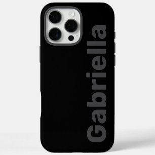 Coques iPhone 16 Pro Max Nom Gris et Noir simple et moderne