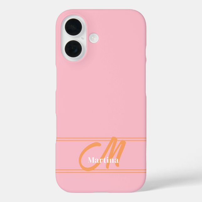 Coques Case-Mate iPhone Nom initial monogramme moderne rose (Verso)