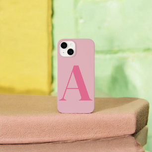Coque Pour iPhone 14 Nom initial rose Conception de monogramme personna