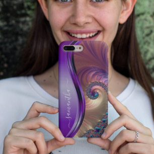 Case-Mate iPhone Case Nom manuscrit Fractal Purple