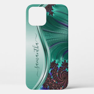 Case-Mate iPhone Case Nom manuscrit sarcelle fractal moderne