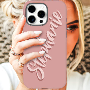 Coques iPhone 16 Pro Max Nom minimaliste de couleur rose poussiéreux modern
