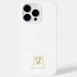 Coque Pour Pour iPhone 14 Pro Max Nom minimaliste du monogramme d'or blanc