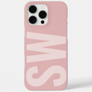 Coques iPhone 16 Pro Max Nom moderne Initiales Rose Quartz Monogramme perso