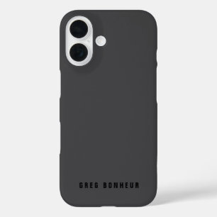 Coques iPhone 16 Nom moderne ou autre Modèle de texte Gris charbo