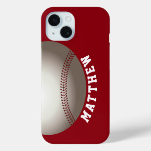 Coque Pour iPhone 15 Nom moderne Red Baseball