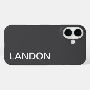 Coques iPhone 16 Nom modifiable en gras moderne, entreprise ou marq