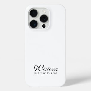 Coque iPhone 15 Pro Nom Monogramme Noir Blanc Moderne