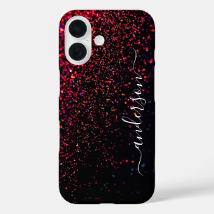 Coques iPhone 16 Nom monogrammé pailleté élégant