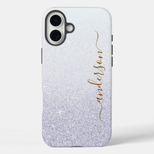 Coques iPhone 16 Plus Nom monogrammé pailleté élégant