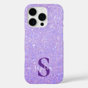 Coques iPhone 16 Pro Nom monogrammé pailleté élégant