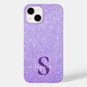Coque Pour iPhone 14 Nom monogrammé pailleté élégant