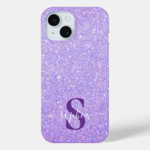 Coque Pour iPhone 15 Nom monogrammé pailleté élégant