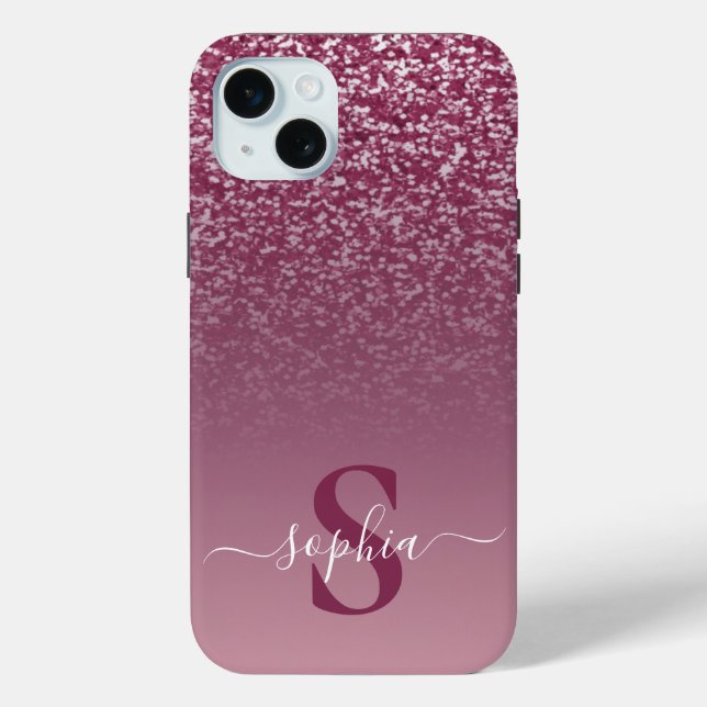 Coques Case-Mate iPhone Nom monogrammé pailleté élégant (Verso)