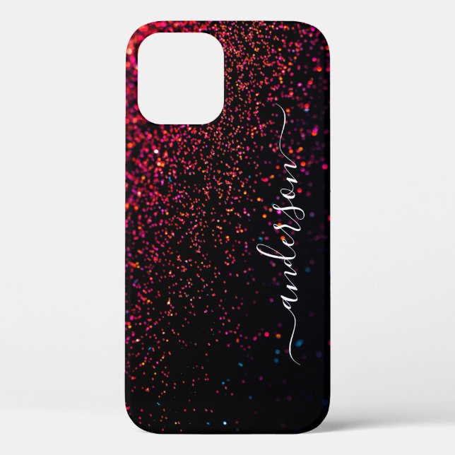 Coques Case-Mate iPhone Nom monogrammé pailleté élégant (Verso)