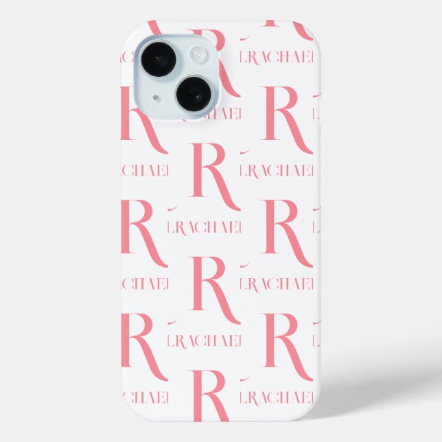 Coques Case-Mate iPhone Nom Monogramme personnalisé Minimal Stylish Rose (Verso)