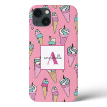 Nom monogramme Pink Ice Cream Cone motif