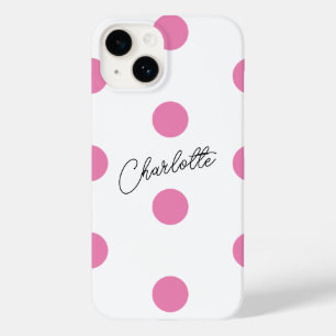 Coque Pour iPhone 14 Nom   Motif Pois rose