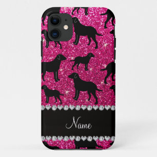 Coque Case-Mate Pour iPhone Nom neon hot rose parties scintillant labrador réc