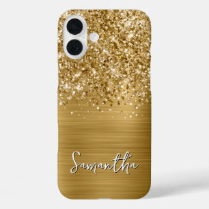 Coques iPhone 16 Plus Nom Pailleté Or Glamour