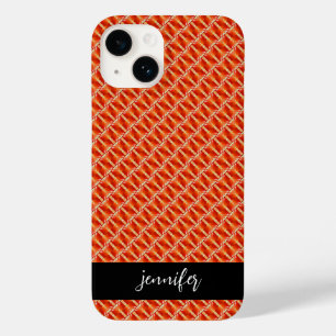 Coque Pour iPhone 14 Nom personnalisable motif orange transparent