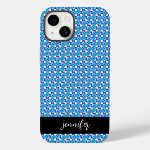 Coque Pour iPhone 14 Nom personnalisable motif orchidées bleues