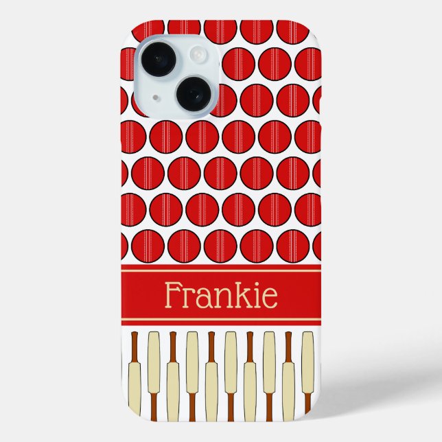 Coques Case-Mate iPhone Nom personnalisé à motifs de cricket (Verso)