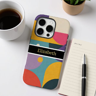 Coques iPhone 16 Pro Nom personnalisé Abstrait moderne géométrique