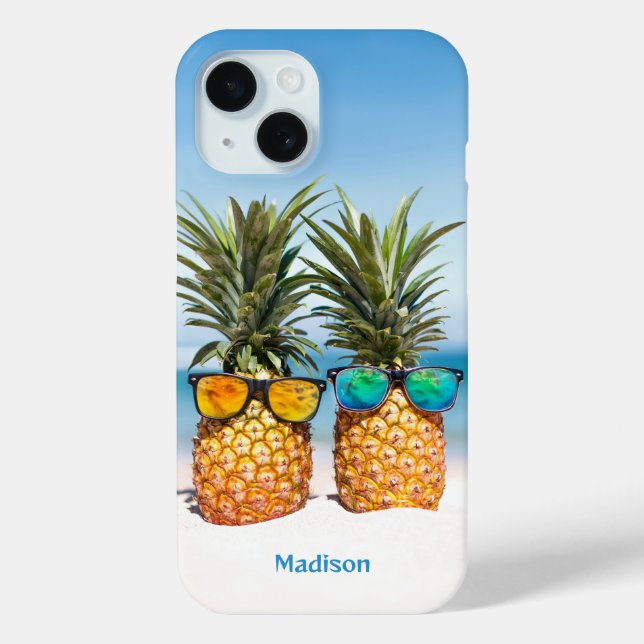 Coques Case-Mate iPhone Nom personnalisé Ananas de plage (Verso)