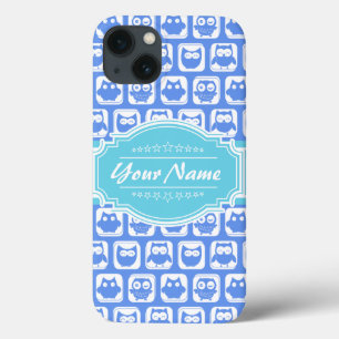 Etui iPhone 13 Nom personnalisé Aqua and Blue Owl