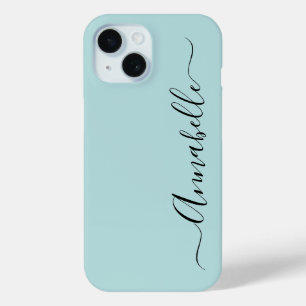 Coque Pour iPhone 15 Nom personnalisé Aqua Mint Green